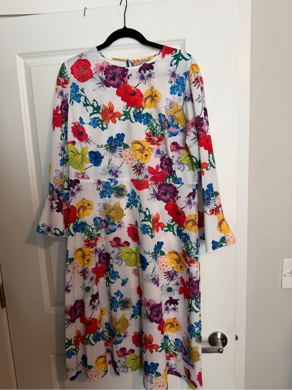 ASOS White Floral Long-Sleeve Midi Dress